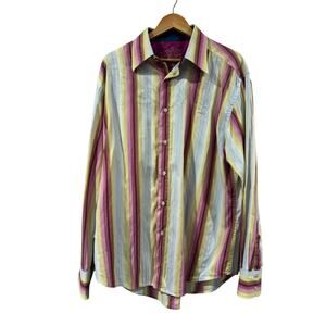 Robert Graham Striped Flip Cuff Shirt 2XL